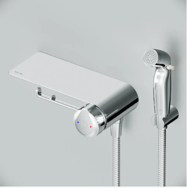 Змішувач TouchReel, що монтується в стіну з гігієнічним душем та полицею F0H85A800 AM.PM X-Joy F0H85A800 фото