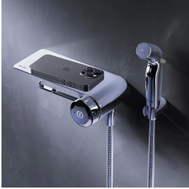 Смеситель TouchReel, монтируемый в стену с гигиеническим душем и полкой AM.PM F0H85A800 X-Joy F0H85A800 фото